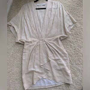 IRO short Kimono style dress. Cream with silver threads